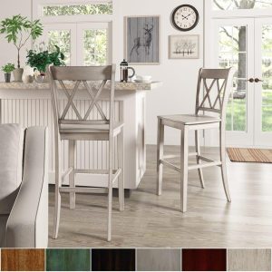 Eleanor X Back Bar Height Chairs (Set of 2) by  Classic  |  Counter and Bar Stools Counter & Bar Stools Black, Brown, Green, Grey, Off-White, Red, Tan, White