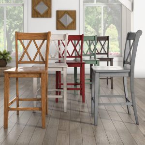 Eleanor X-Back Wood Counter Chairs (Set of 2) by  Classic  |  Counter and Bar Stools Counter & Bar Stools Black, Blue, Brown, Green, Grey, Off-White, Red, Tan, White