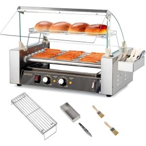 Electric Stainless-Steel Hot Dog Grill Cooker Machine  |  Toaster Ovens Kitchen Appliances Stainless Steel