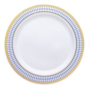 Elegant Gold Chord Rim Disposable Plastic Plate Packs – Party Supplies  |  Plates Dinnerware Blue, Gold, Red, White