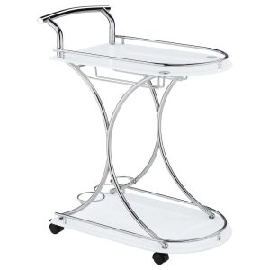 Elfman Chrome and White 2-shelve Serving Cart  |  Home Bars Home Bars Home Bars