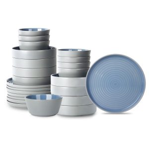 Elica Stoneware Dinnerware Set  |  Dinnerware Sets Dinnerware Beige, Black, Blue, Navy, White