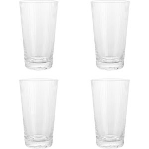 Elle Decor Ribbed Highball Glasses Set of 4 – 16 oz  |  Drinking Glasses Dinnerware Clear