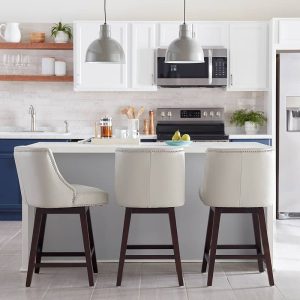 Ellie Upholstered Counter Height Swivel Barstools-Single  |  Counter and Bar Stools Counter & Bar Stools Beige, Black, Blue, Brown, Grey, Ivory, White