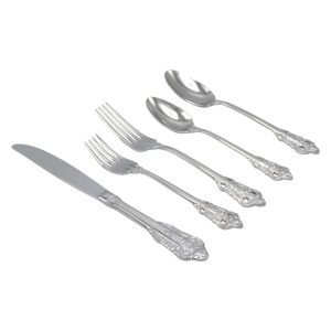 Elyon Baroque Reflective Silver 20-Piece Flatware Set Stainless Steel Service For 4  |  Flatware Dinnerware Flatware