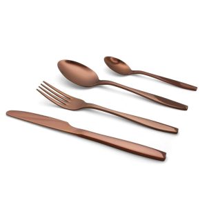 Elyon Lev Mirror Colored Stainless Steel Flatware Set  |  Flatware Dinnerware Black, Copper