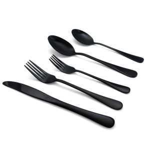 Elyon Luly Matte Colored Stainless Steel Flatware Set 20 Pieces  |  Flatware Dinnerware Black, Gold, Silver