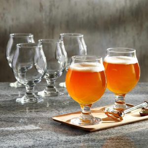 Entertaining Essentials Belgian Beer Glasses, 13-ounce, Set of 6  |  Wine Glasses Dinnerware Clear