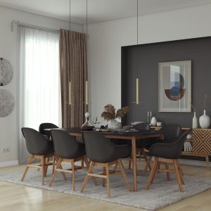 Eucalyptus Ambar 9 Piece Dining set – With Cushions  |  Kitchen and Dining Sets Kitchen & Dining Sets Black, Brown, White