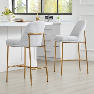 Evelyn Modern 27 inch Counter Height Bar Stool Set of 2  |  Counter and Bar Stools Kitchen Furniture Blue, Brown, Grey, White