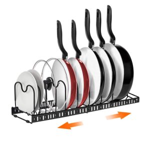 Expandable Pot and Pan Organizers Rack  |  Pot Racks Kitchen Storage Black