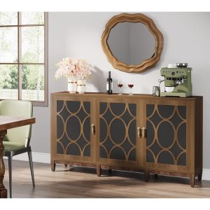 Farmhouse Sideboard Buffet Storage Cabinet – 59″W x 13.78″D x 35.43″H  |  Buffets and Sideboards Buffets & Sideboards Brown