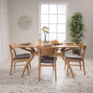 Fausett Mid-Century Modern 5 Piece Dining Set by   |  Kitchen and Dining Sets Kitchen & Dining Sets Beige, Green, Grey, Natural