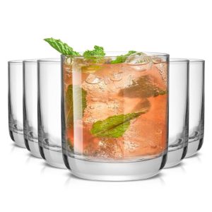 Faye DOF Rock Whiskey Tumbler Glasses – 10 oz – Set of 6 – 10 oz  |  Drinking Glasses Dinnerware Clear