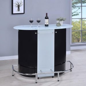 Feldspar Black and Chrome Bar Unit with Frosted Glass  |  Home Bars Home Bars Black, Clear, White