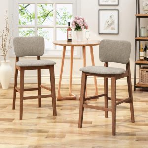 Fessenden 42-in. Upholstered-seat Wood Bar Chairs (Set of 2) by   |  Counter and Bar Stools Counter & Bar Stools Beige, Blue, Green, Grey