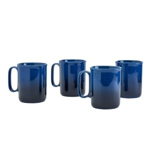 Festival Ombre 4PC Mug Set – Service for 4  |  Mugs Dinnerware Blue, Green, Grey, Red