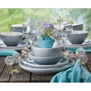 Fez 16 Piece Double Bowl Dinnerware Set  |  Dinnerware Sets Dinnerware Blue, Grey, Navy, Turquoise