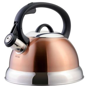 Flintshire 1.75 Quart Whistling Stovetop Tea Kettle in Copper – 1.75 Quart  |  Tea Kettle Coffee & Tea Copper