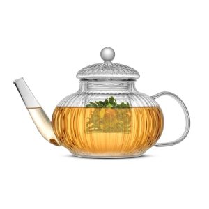 Fluted Stovetop-Safe Glass Teapot  |  Serveware Dinnerware Clear