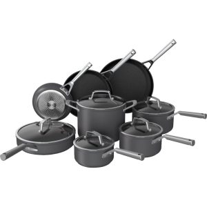 Foodi NeverStick Premium Hard-Anodized 13-Piece Cookware Set, Slate Grey  |  Cookware Sets Cookware Sets Cookware Sets