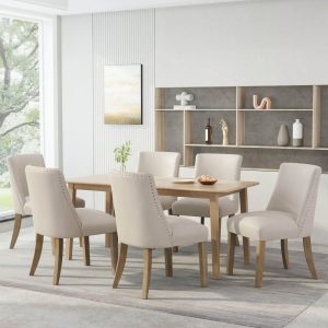 Frances Fabric Dining Chair (Set of 6) by   |  Kitchen and Dining Chairs Kitchen & Dining Chairs Beige, Grey