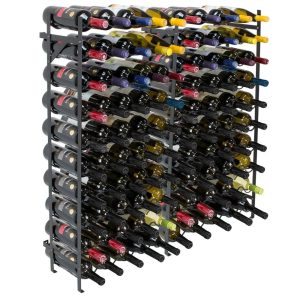 Freestanding 10-tier Black Metal 100-bottle Wine Rack  |  Wine Racks Kitchen Storage Black