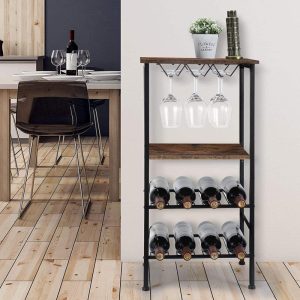 FreeStanding Wine Bar Rack  |  Wine Racks Kitchen Storage Brown