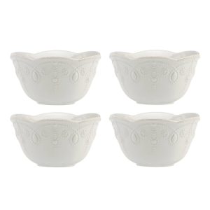 French Perle Fruit Bowls, Set of 4 White  |  Bowls Bowls Bowls