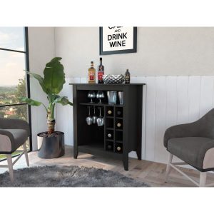 Future Soft Modern 8-Cubby Bar Cabinet with Shelf  |  Home Bars Home Bars Black, Brown, Grey