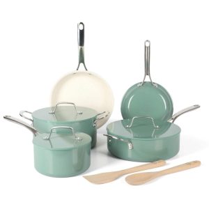 Galway Premium Nonstick PFA Free Ceramic Interior 10 Piece Heavy Gauge Enamel Aluminum Cookware Set  |  Cookware Sets Cookware Sets Cookware Sets