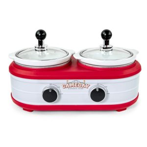 Game Day 1.25 Qt. Two-Section Slow Cooker  |  Slow Cookers Kitchen Appliances Red