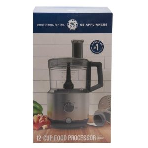 GE Food Processor, 12 Cup, 3 Feeding Tubes, Stainless Steel Mixing Blade & Shredding Disc, 3 Speed, 550 Watts  |  Food Processors Food Processors Food Processors