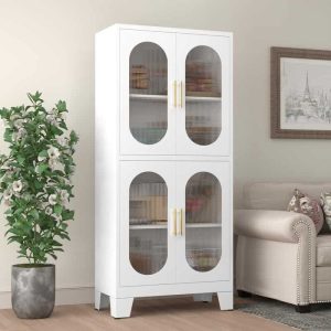 GEITIN Storage Cabinet with four Acrylic Glass Doors  |  Buffets and Sideboards Buffets & Sideboards Black, Green, White