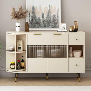 GEITIN Storage Sideboard Cabinet with 2 Doors and 2 Drawers  |  Buffets and Sideboards Buffets & Sideboards Beige, Black, Blue, Grey