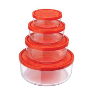 Gelo 4pc Storage Container Set  |  Food Storage Containers Food Storage Containers Clear, Red