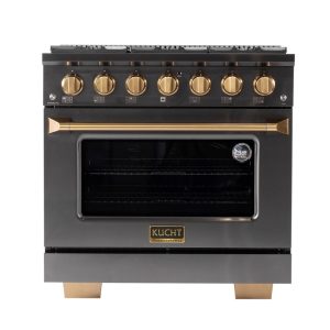 Gemstone Professional 36 in. 5.2 cu. ft. Dual Fuel Range for Natural Gas with Convection Oven in Titanium Stainless Steel  |  Major Appliances Kitchen Appliances Major Appliances