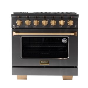 Gemstone Professional 36 in. 5.2 cu. ft. Dual Fuel Range for Propane Gas with Convection Oven in Titanium Stainless Steel  |  Major Appliances Kitchen Appliances Major Appliances