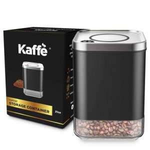 Glass Storage Container. Coffee Canister by Kaffe – Stainless Steel  |  Kitchen Canisters Kitchen Canisters Black