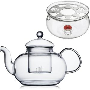 Glass Teapot Stovetop Safe,Clear Teapot with Removable Infuser  |  Tea Kettle Coffee & Tea Clear