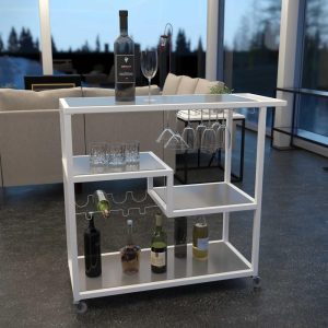 Glenn White Metal Bar Cart  |  Home Bars Home Bars Grey, White