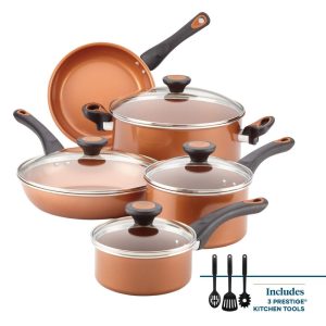 Glide Copper Ceramic Nonstick Cookware Set, Copper, 12-Piece  |  Cookware Sets Cookware Sets Brown