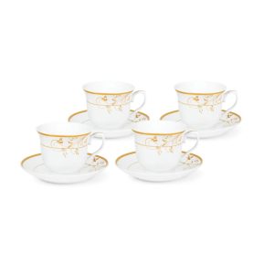 Gold Floral Pattern Tea/Coffee Set for Four  |  Cups Cups Cups