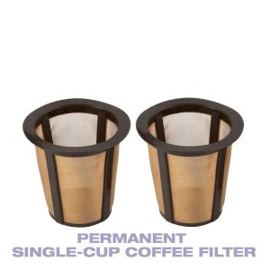 GoldTone Single Cup Reusable Coffee Filters Only for  Style Brewers, 2 Pack-Larger Filter Holds 33% More Coffee  |  Single Serve Coffee Makers Coffee & Tea Gold