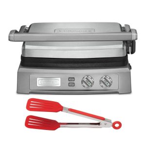 GR-150 Griddler Deluxe with Nylon F Tongs – 15.98″ x 14.60″ x 7.87″  |  Grill Pans and Griddles Silver