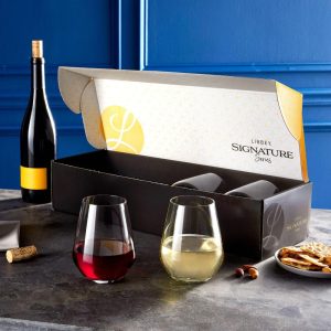 Greenwich Stemless Wine Gift Set of 4, 18-ounce  |  Wine Glasses Dinnerware Clear