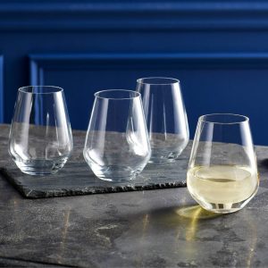 Greenwich Stemless Wine Glasses, 18-ounce, Set of 6  |  Wine Glasses Dinnerware Clear