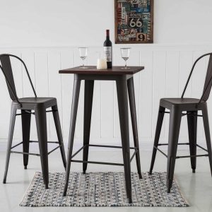 Greenwood Industrial Metal Pub/Bar Table With Elm Top  |  Bar Tables Bar Tables Bar Tables