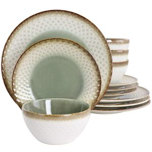 Habit Hill 12 Piece Stoneware Dinnerware Set in Green  |  Dinnerware Sets Dinnerware Dinnerware Sets