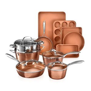 Hammered 15 Piece Nonstick Cookware and Bakeware Set  |  Cookware Sets Cookware Sets Bronze